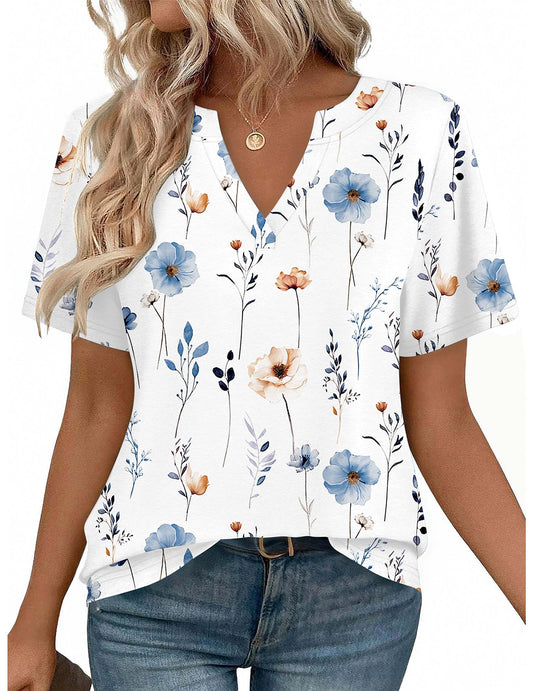 Zeagoo Shirts for Women Short Sleeve Floral Blouses Clothes Business Work